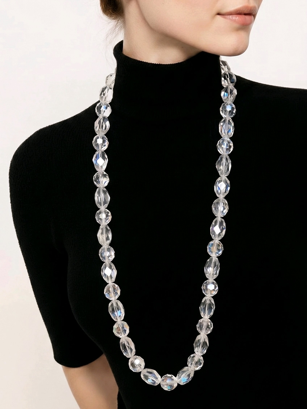 Long Sparkling Necklace - Clear